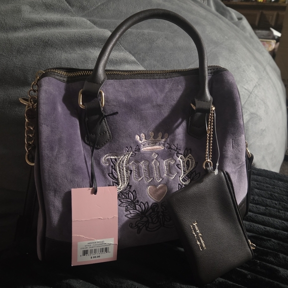 Juicy Couture Purple Satchel with Black Accents - Picture 1 of 5